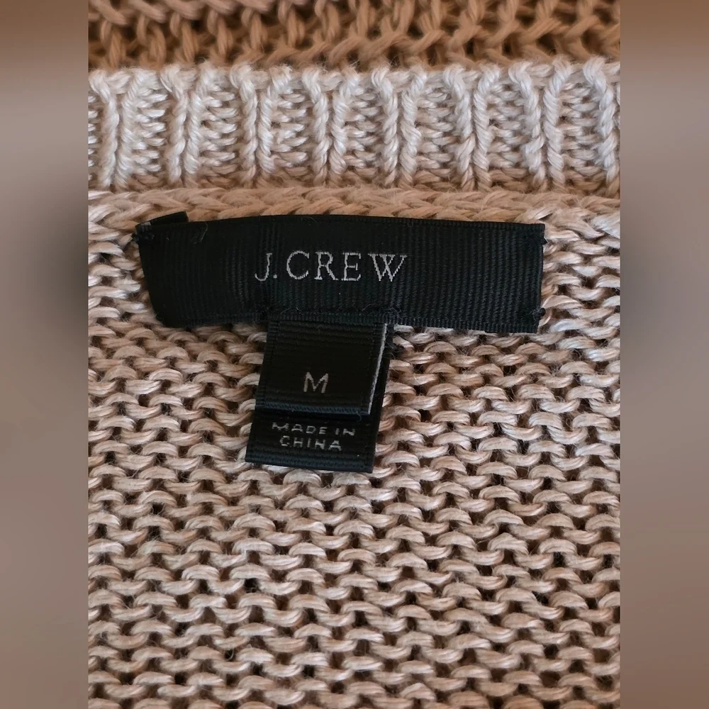 J.Crew 100% Linen Taupe Knit Sweater Women’s Medium Lightweight Pullover
